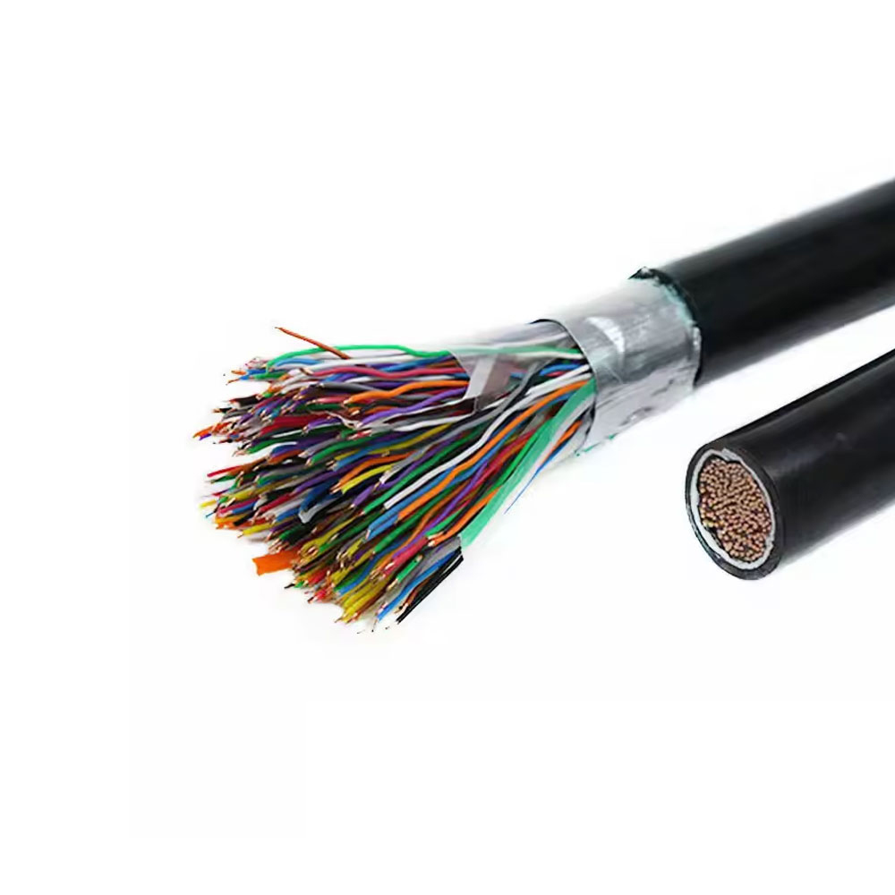 HYAT553: Cáp đồng cách nhiệt bằng polyolefin rắn, lớp chống ẩm, vỏ bọc bằng polyetylen, băng thép dọc hai lớp bọc thép bọc polyetylen Cáp truyền thông cục bộ
