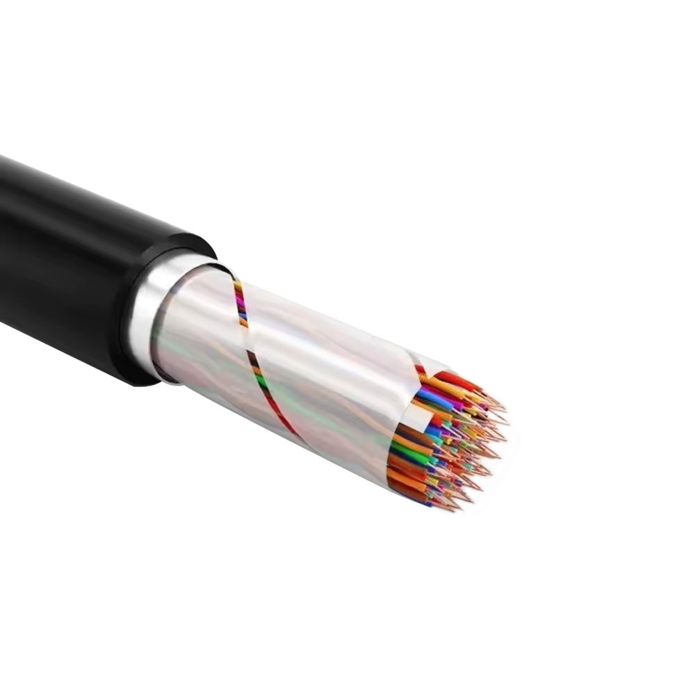 HYAT33: Lớp cách nhiệt bằng polyolefin xốp lõi đồng, lớp chống ẩm, vỏ bọc bằng polyetylen, dây thép đơn bọc thép bọc polyetylen Cáp truyền thông cục bộ